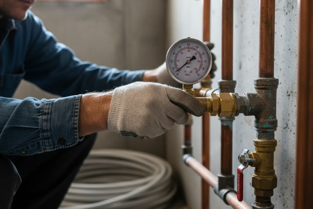 Pressure testing a repaired line during Water Line Repair in Dexter City